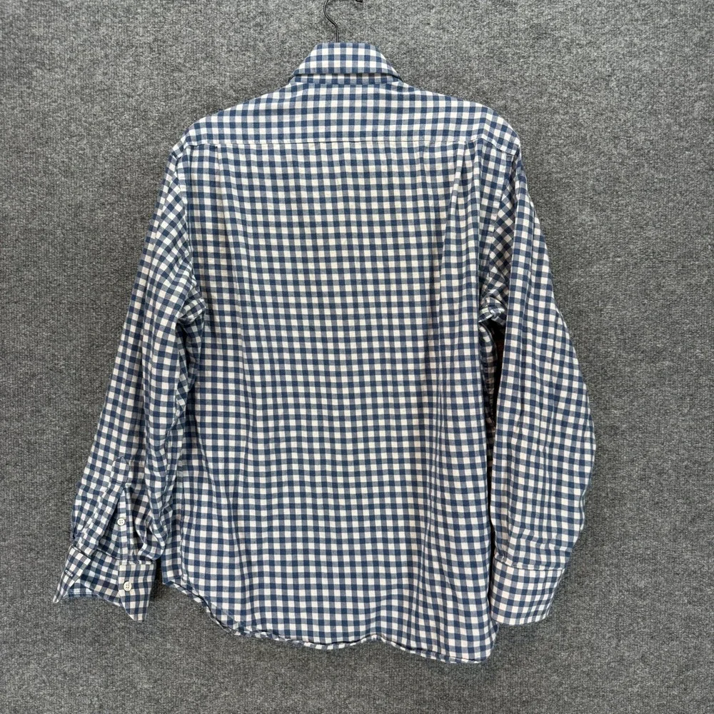 Ledbury Dress Shirt Mens 16 35 Blue Gingham Check Cotton Spread Collar Button Up